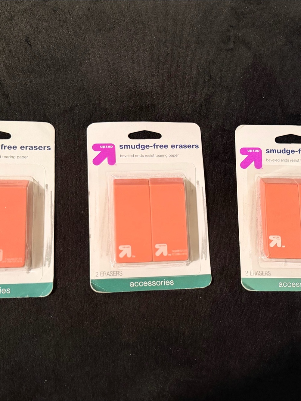 Target Up&Up Smudge-Free Pink Erasers Beveled | New 3-Pack Lot (6 Erasers Total)